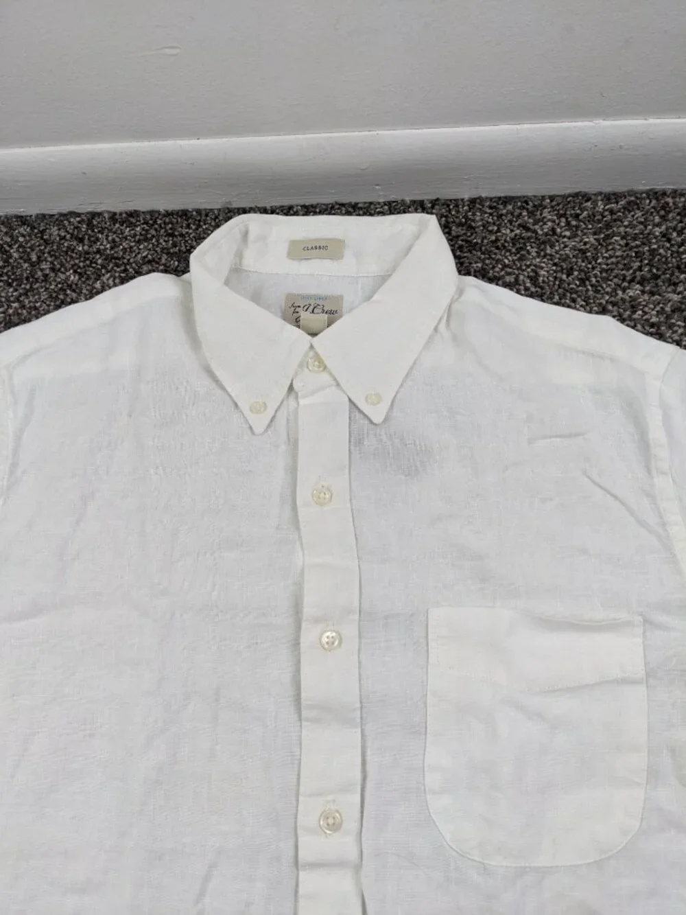 NWT J Crew Baird McNutt Shirt Irish Linen S/S Button White Mens Medium Tall MT